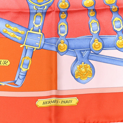 Hermes Silk Harnais De Cour Scarf 90 Orange 2 of 5