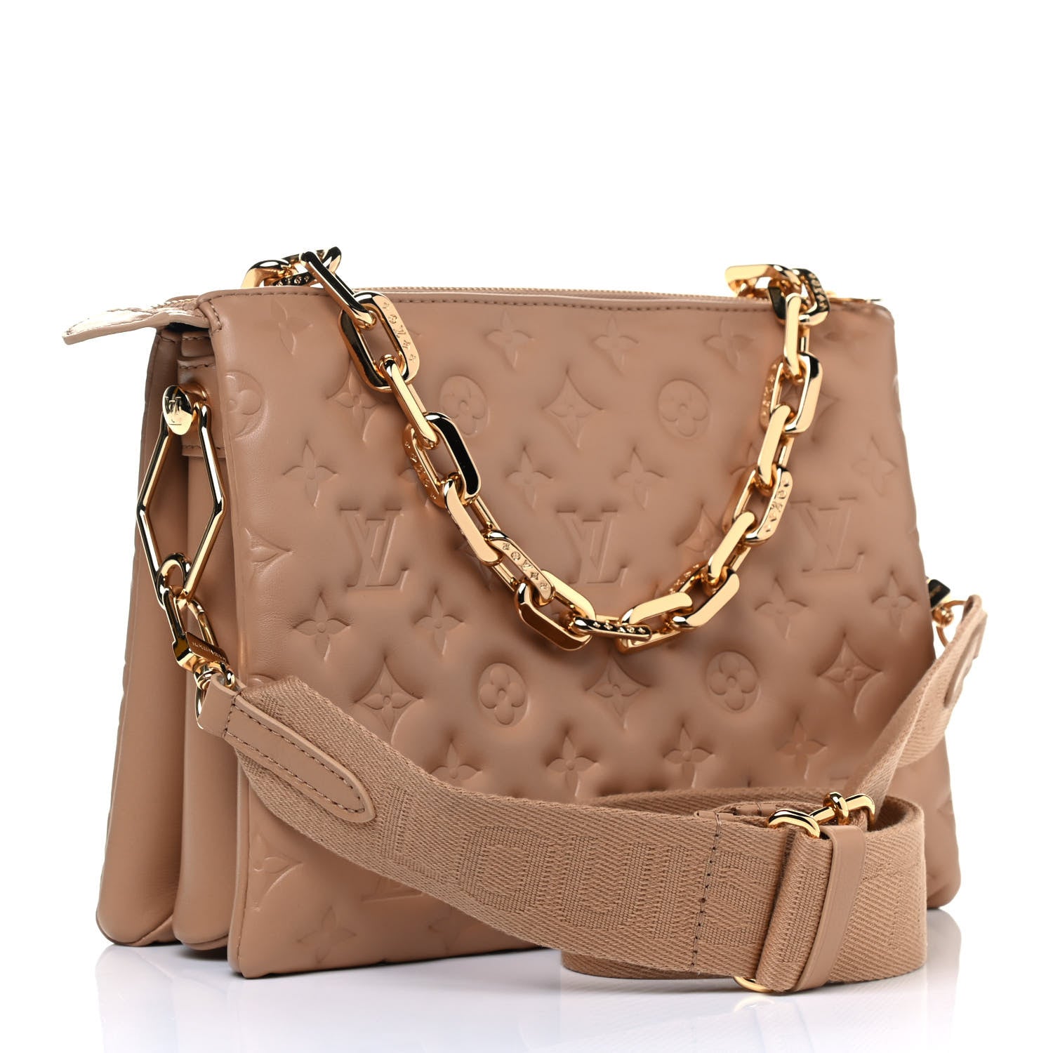 Louis Vuitton Lambskin Embossed Monogram Coussin PM Camel 3 of 4