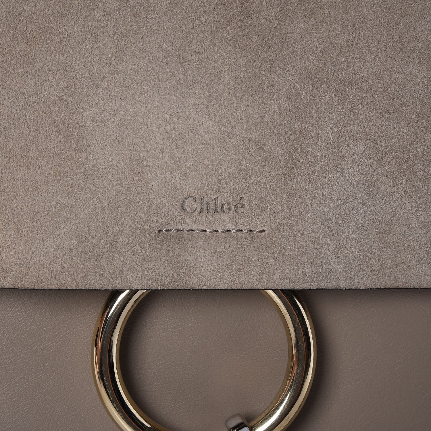 Chloe Calfskin Suede Medium Faye Shoulder Bag Motty Grey 5 of 9