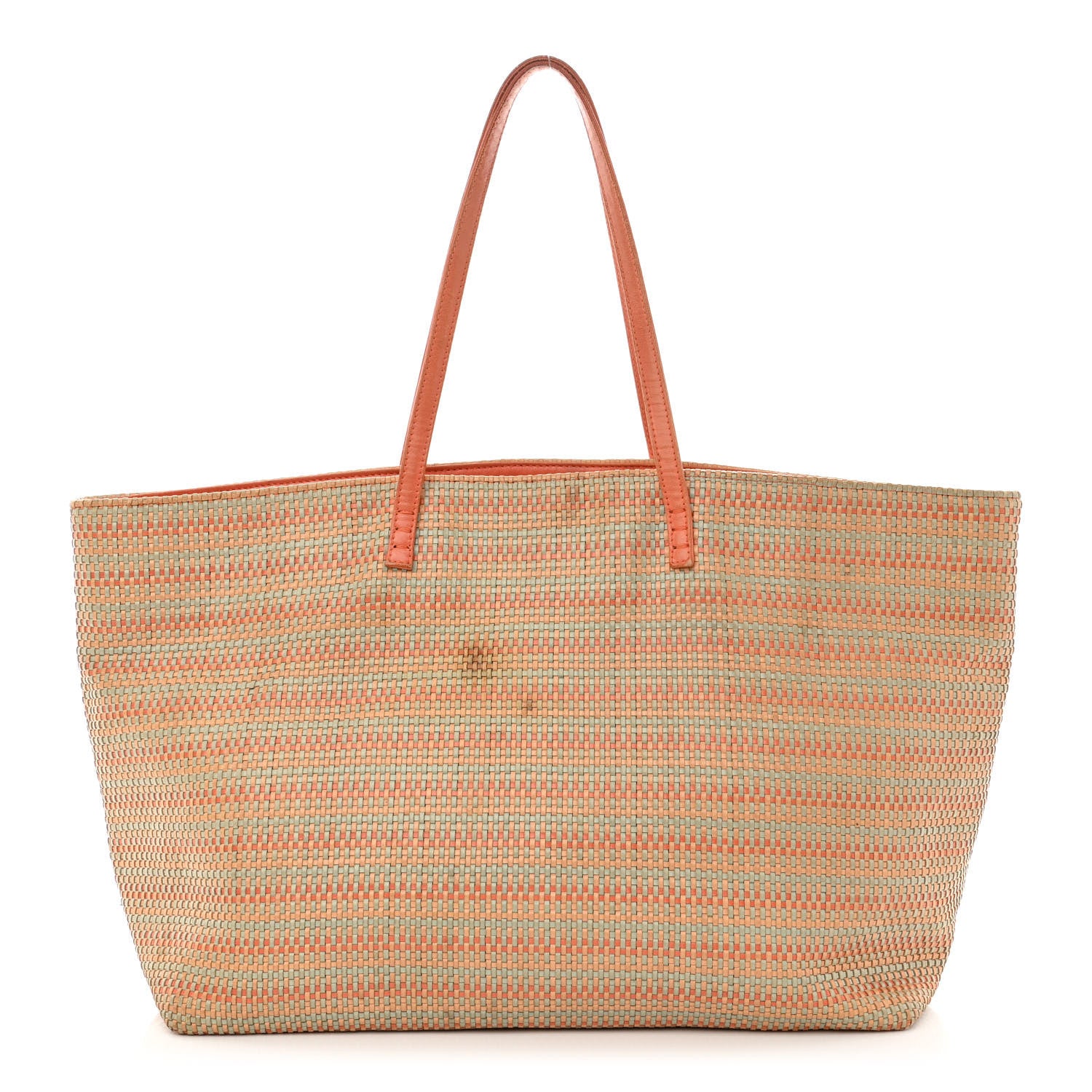 Fendi Woven Straw Raffia Roll Tote Orange Multicolor 1 of 16