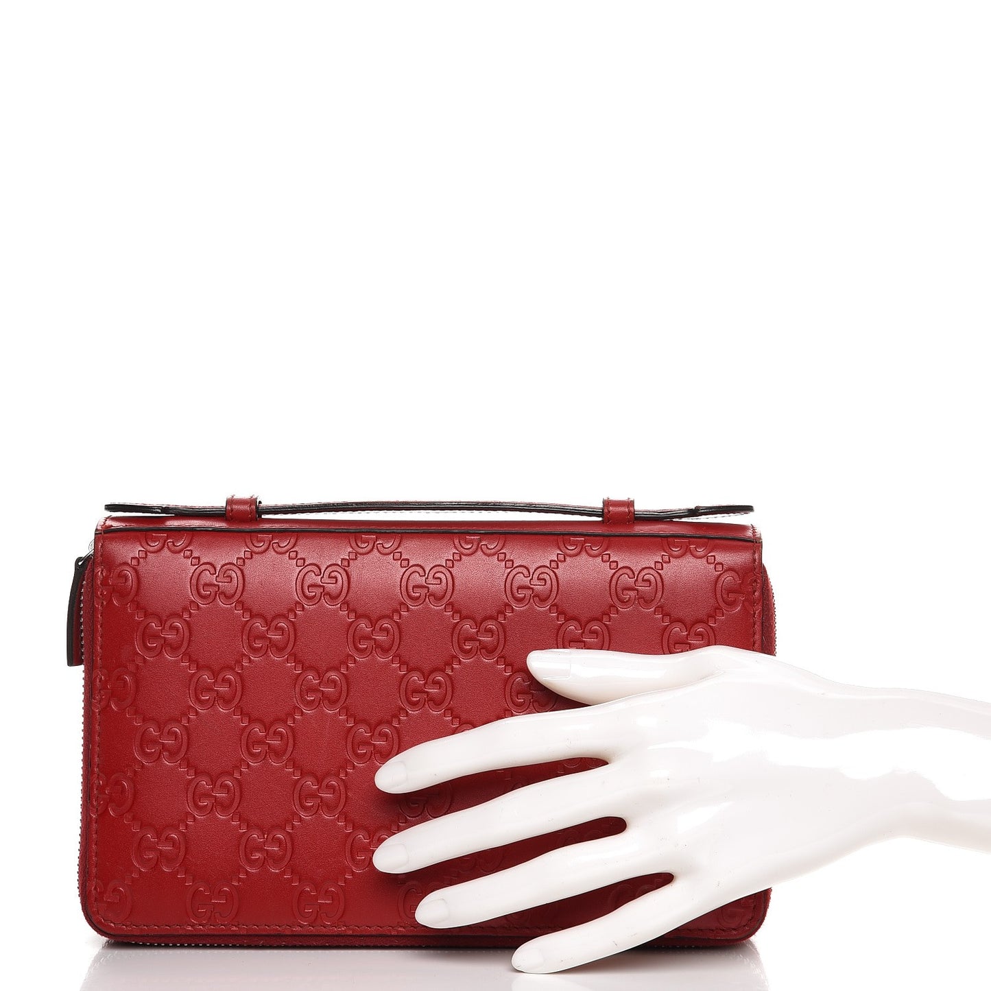 Guccissima Signature Travel Document Case Hibiscus Red