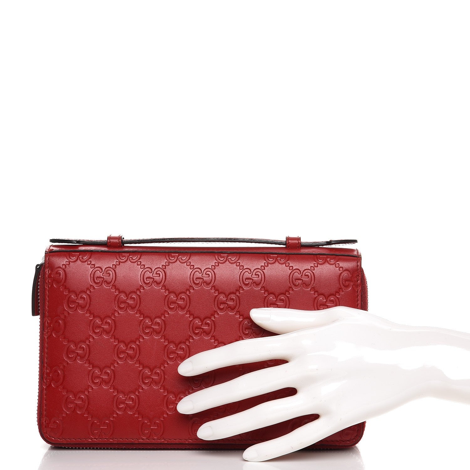 Gucci Guccissima Signature Travel Document Case Hibiscus Red 2 of 9