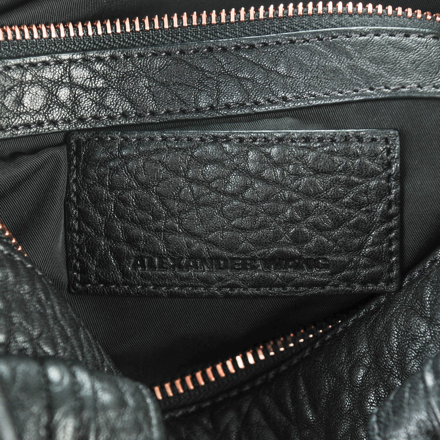 Pebbled Lambskin Rocco Black Rose Gold Hardware