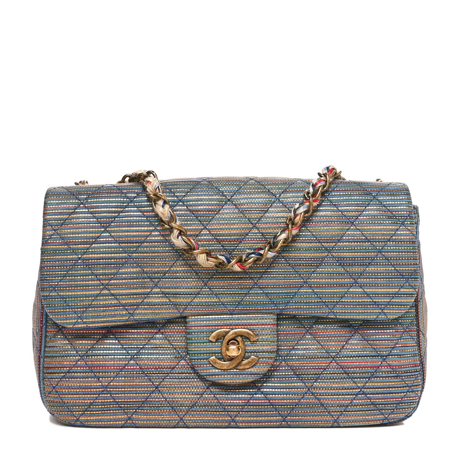 Chanel Metallic Sheepskin Thin Striped Small Single Flap Multicolor 1 of 11