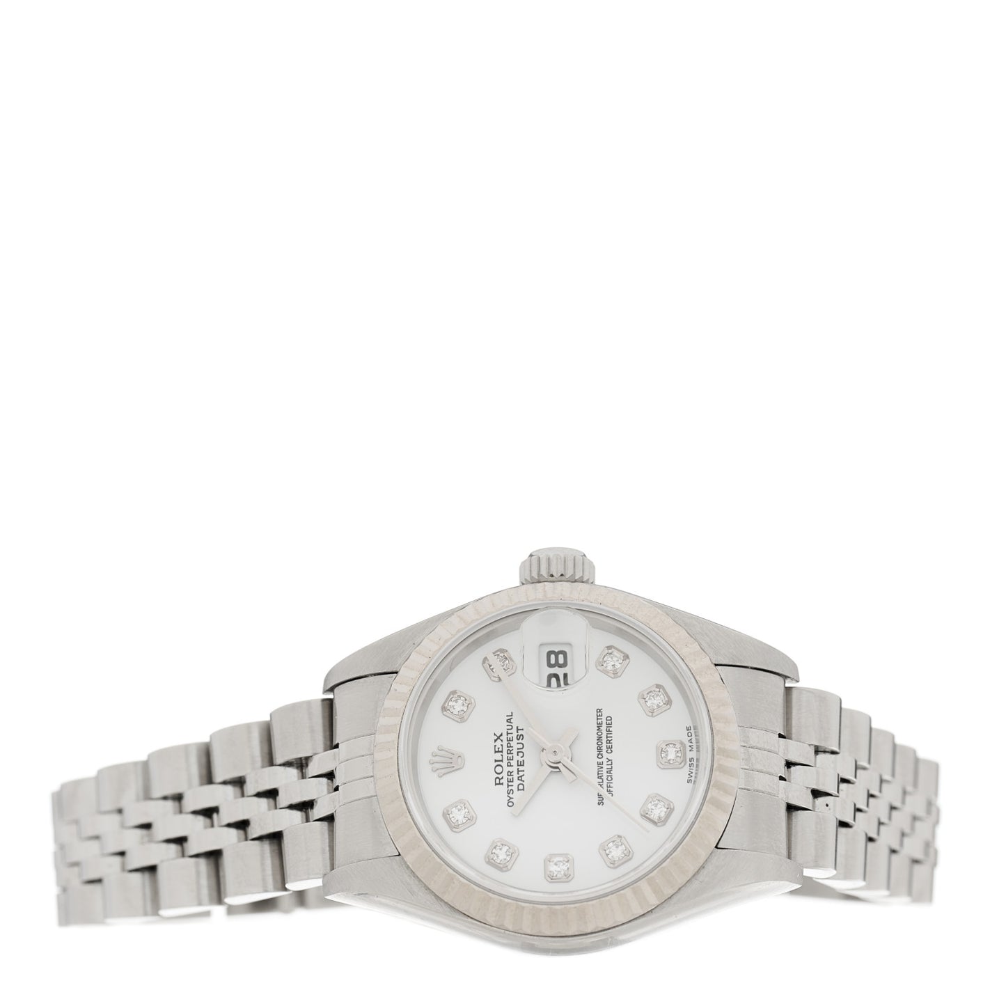 Stainless Steel 18K White Gold Diamond 26mm Oyster Perpetual Datejust Watch White 79174