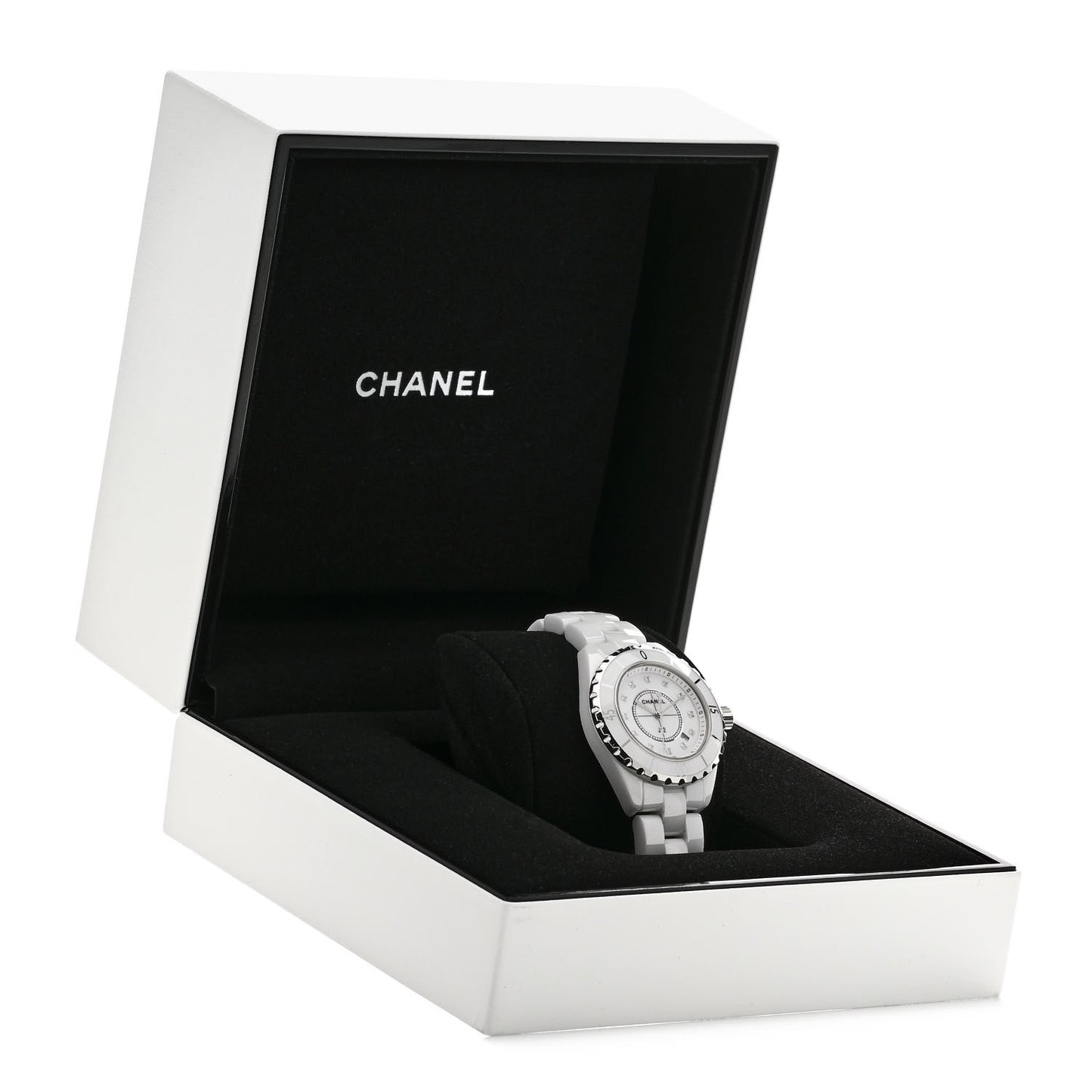 Stainless Steel Ceramic Diamond 33mm J12 Quartz Watch White