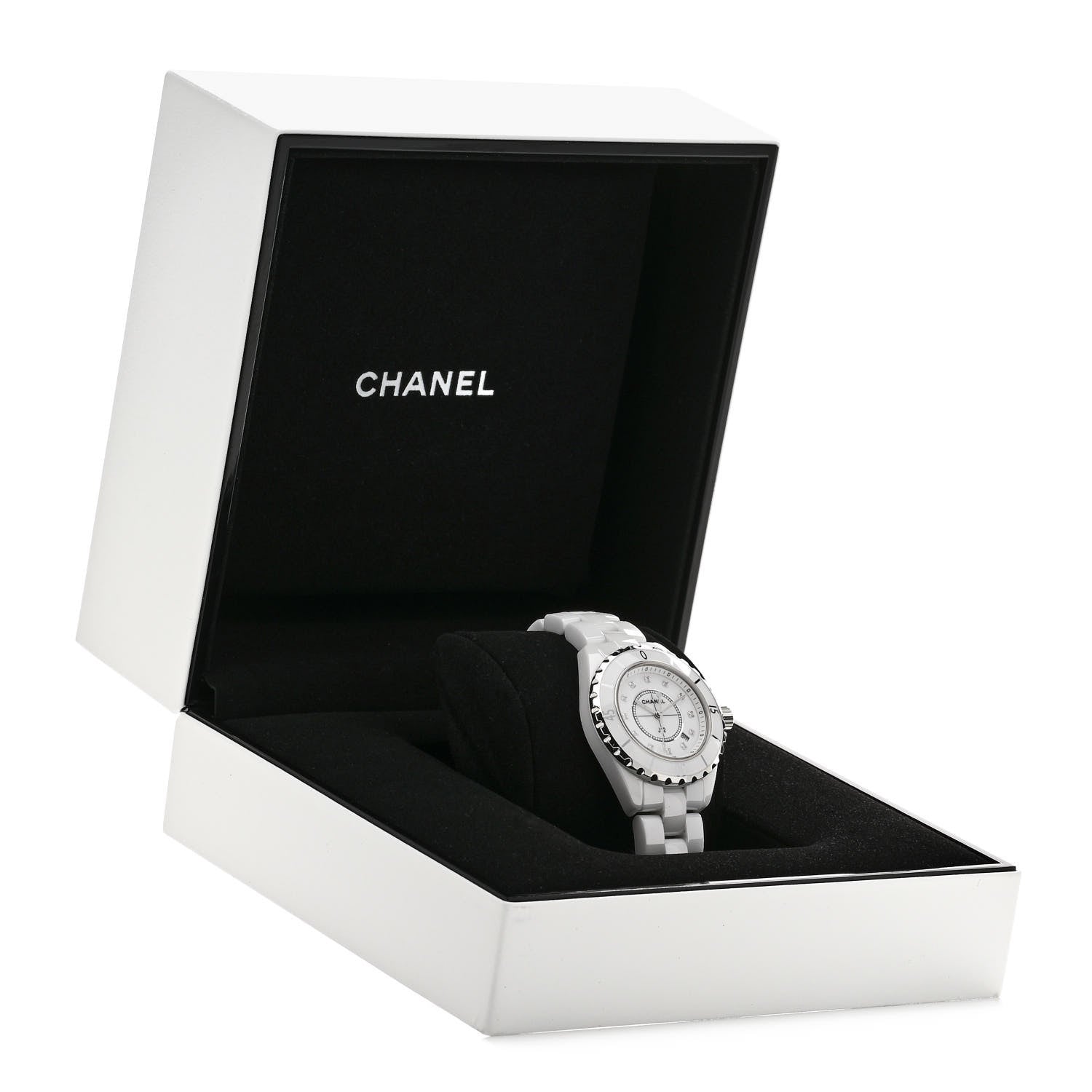 Chanel Stainless Steel Ceramic Diamond 33mm J12 Quartz Watch White 5 of 5