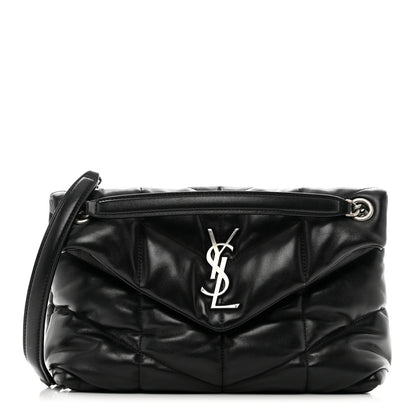 Saint Laurent Lambskin Quilted Small Loulou Puffer Monogram Chain Satchel Black 1 of 10