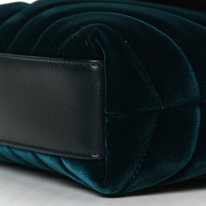 Saint Laurent Velvet Y Quilted Monogram Toy Loulou Crossbody Bag Dark Ottanio 21 of 31
