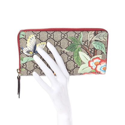 Gucci GG Supreme Monogram Tian Zip Around Wallet Beige Multicolor Red 2 of 7