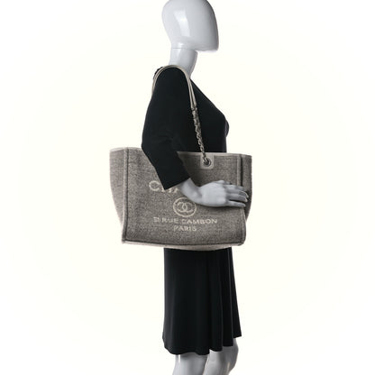 Chanel Mixed Fibers Small Deauville Tote Light Grey 3 of 14
