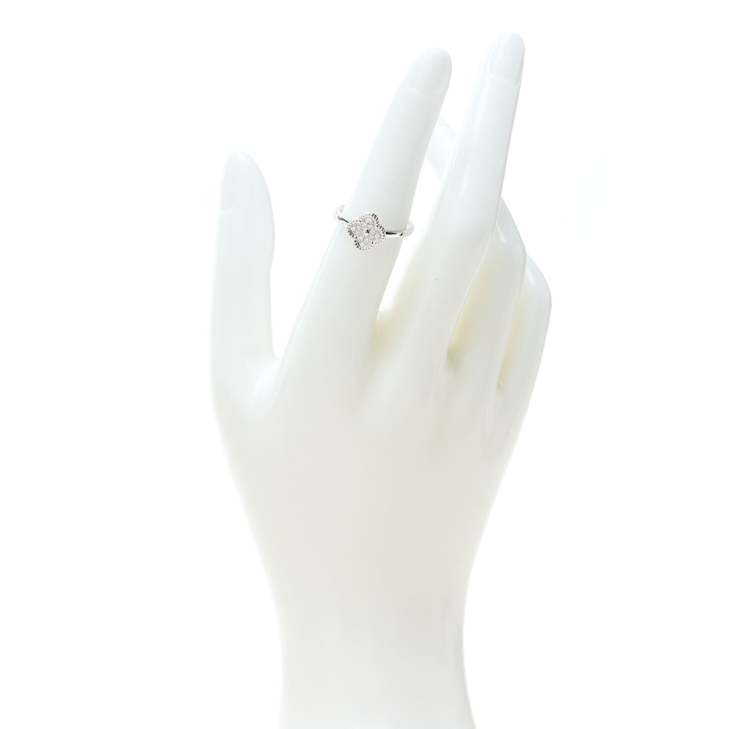 18K White Gold Diamond Sweet Alhambra Ring 51 5.75