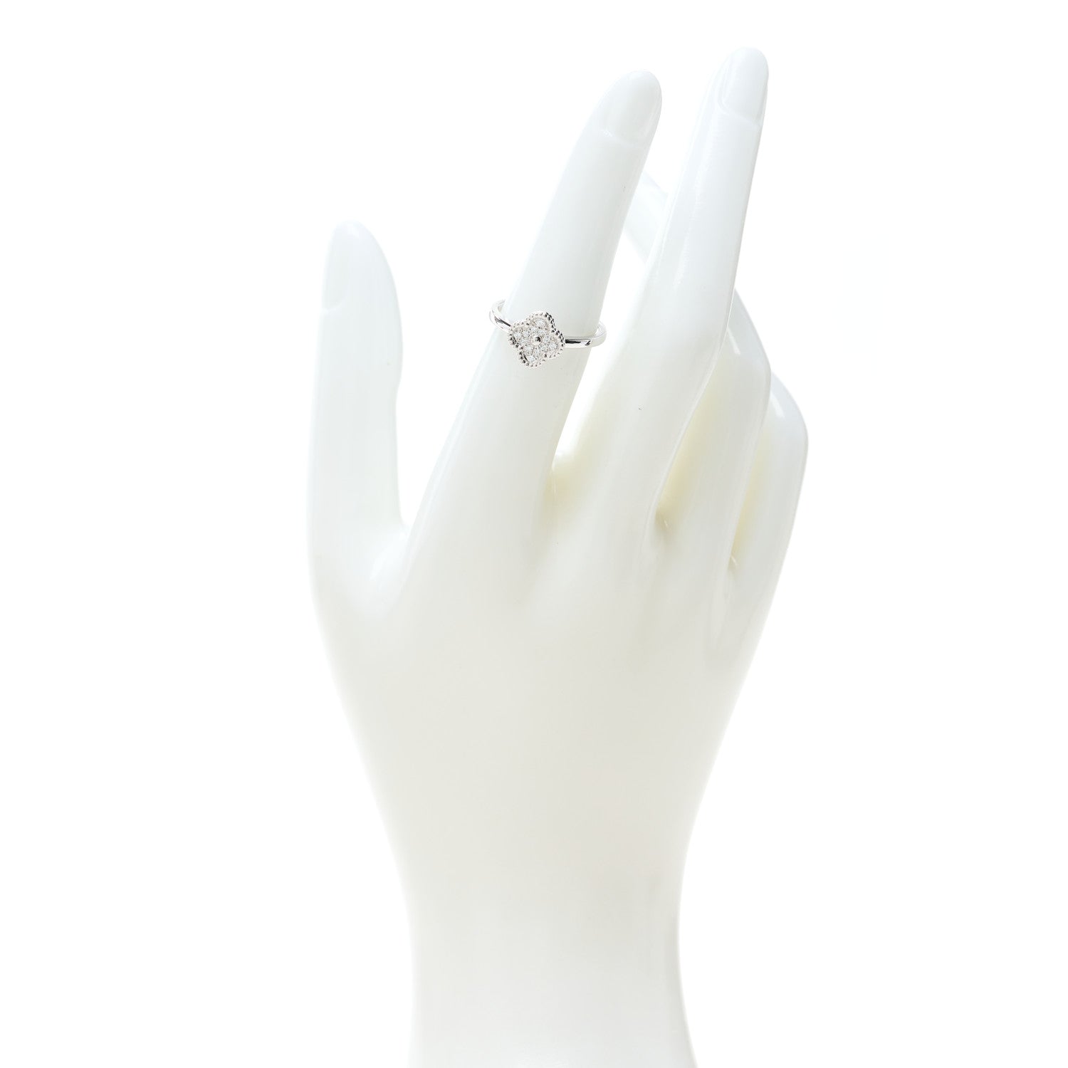 Van Cleef & Arpels 18K White Gold Diamond Sweet Alhambra Ring 51 5.75 2 of 7