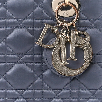 Christian Dior Satin Swarovski Crystal Cannage Small Lady Dior Grey 8 of 13