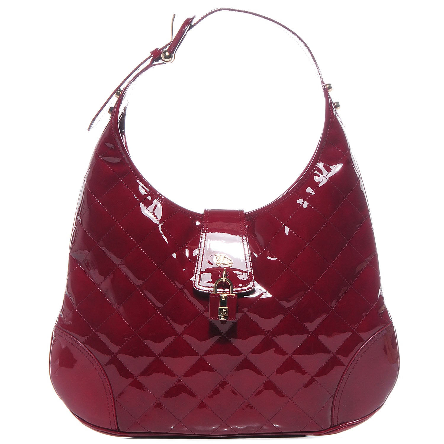 Burberry Patent Quilted Brook Hobo Red 1 of 8