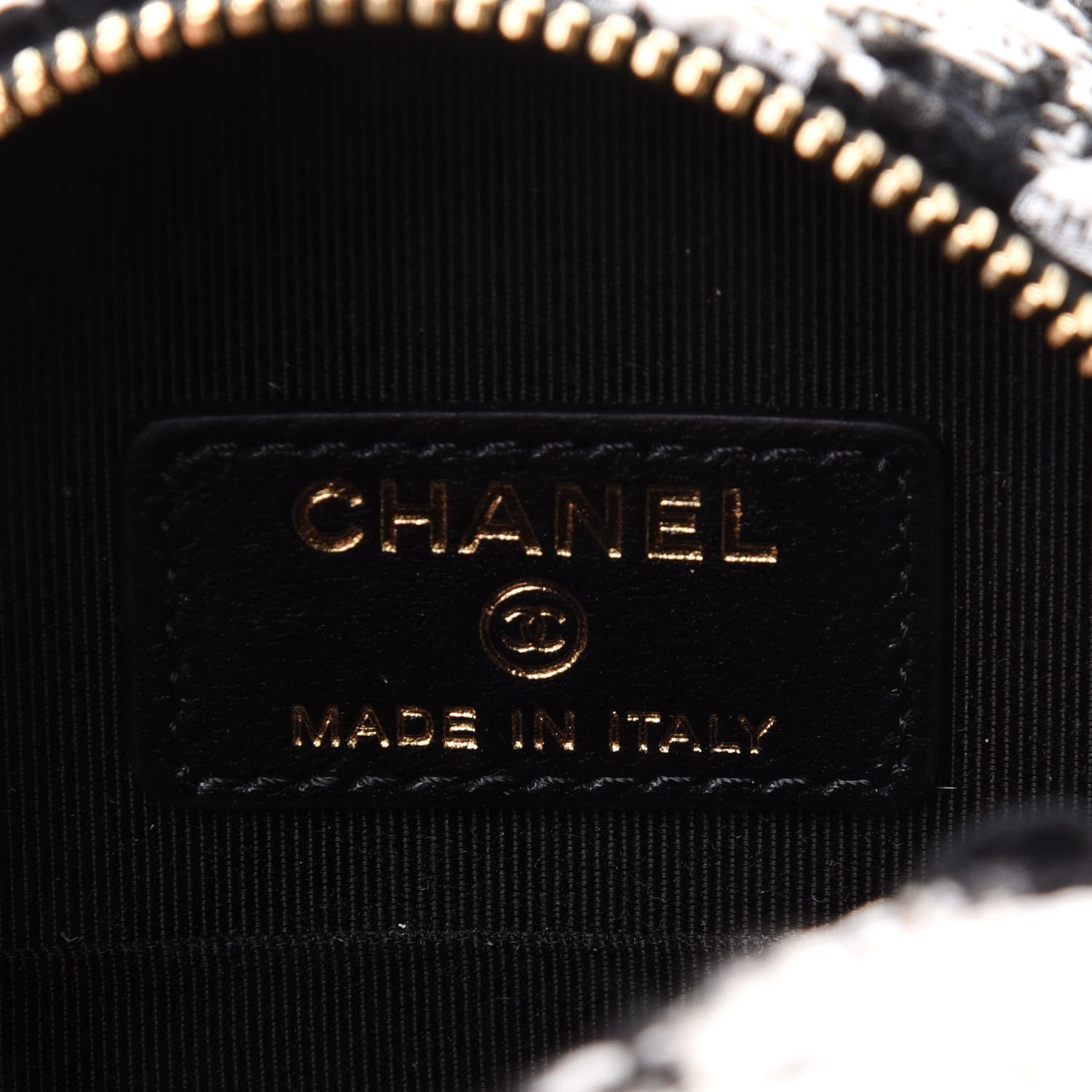 Chanel Tweed Quilted Round Clutch With Chain Black Ecru White 6 of 10