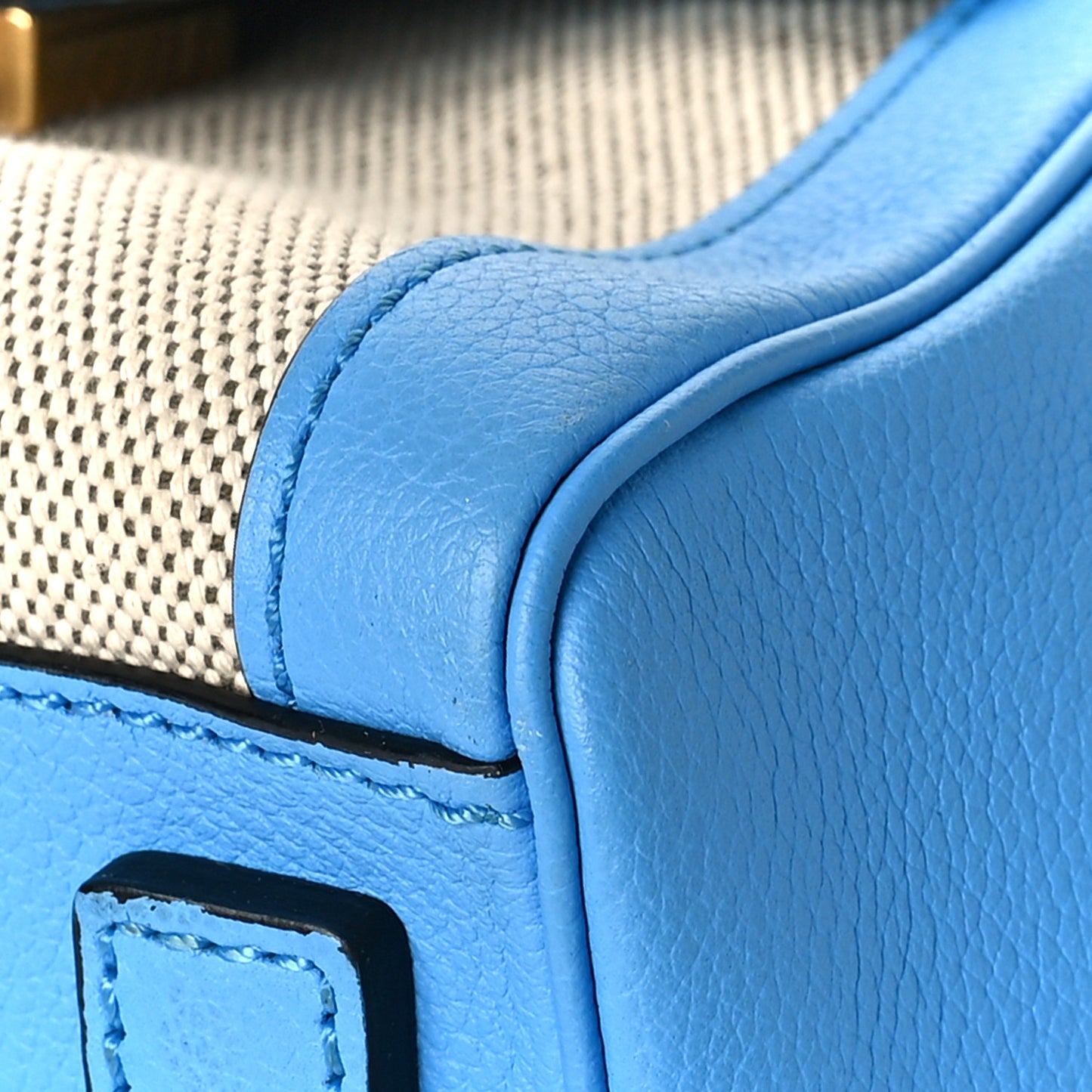 Calfskin Canvas Medusa Small Top Handle Handbag Blue