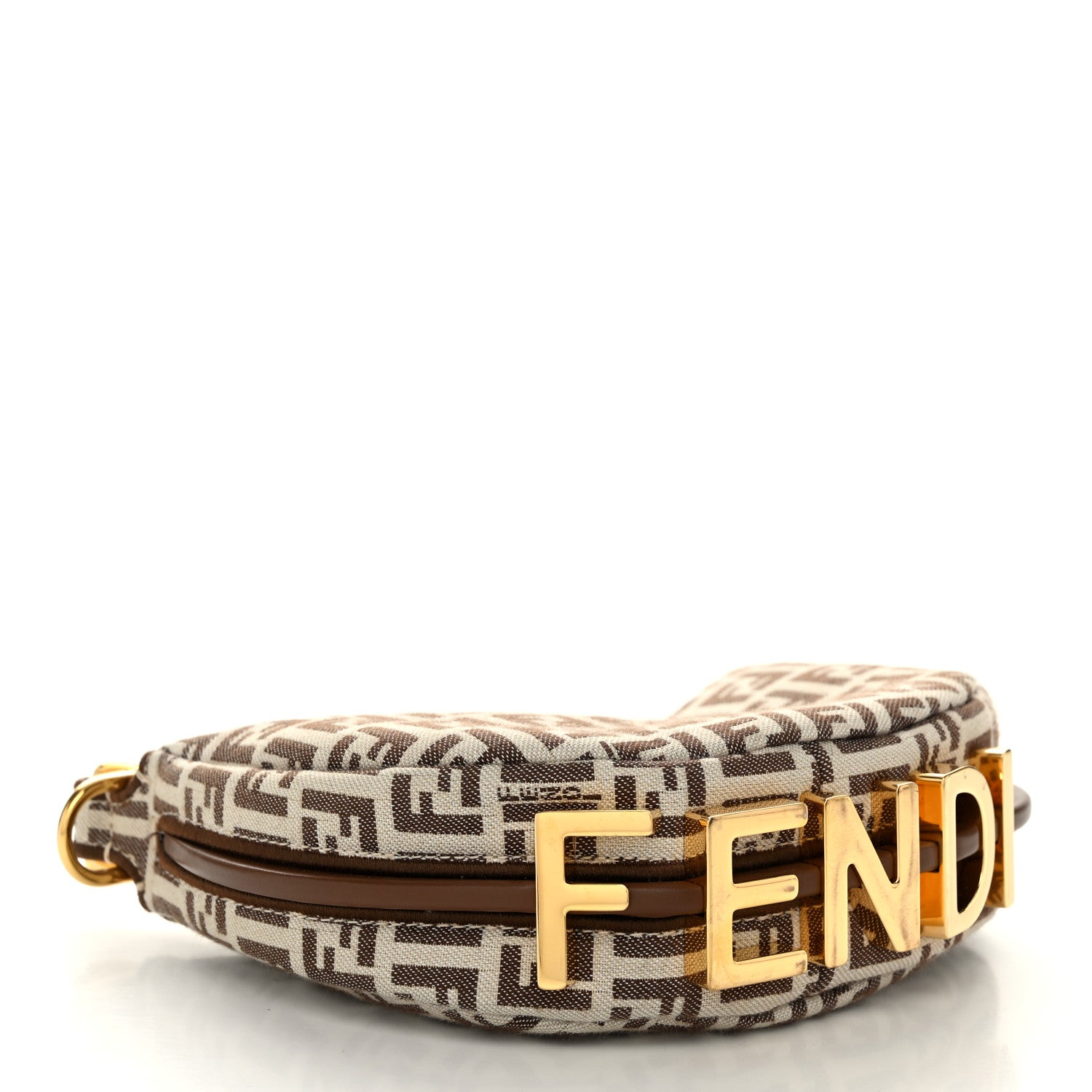 Fendi Fabric Jacquard FF 1974 Nano Fendigraphy Hobo Charm Beige 4 of 11