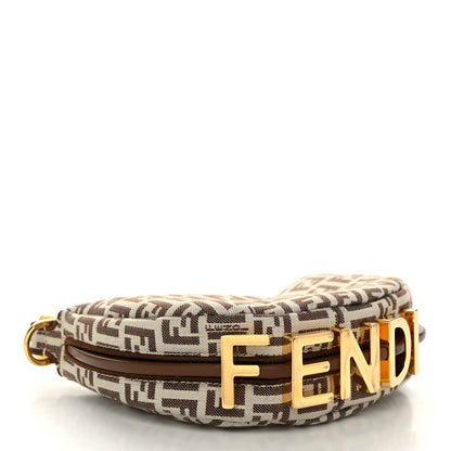 Fendi Fabric Jacquard FF 1974 Nano Fendigraphy Hobo Charm Beige 4 of 11