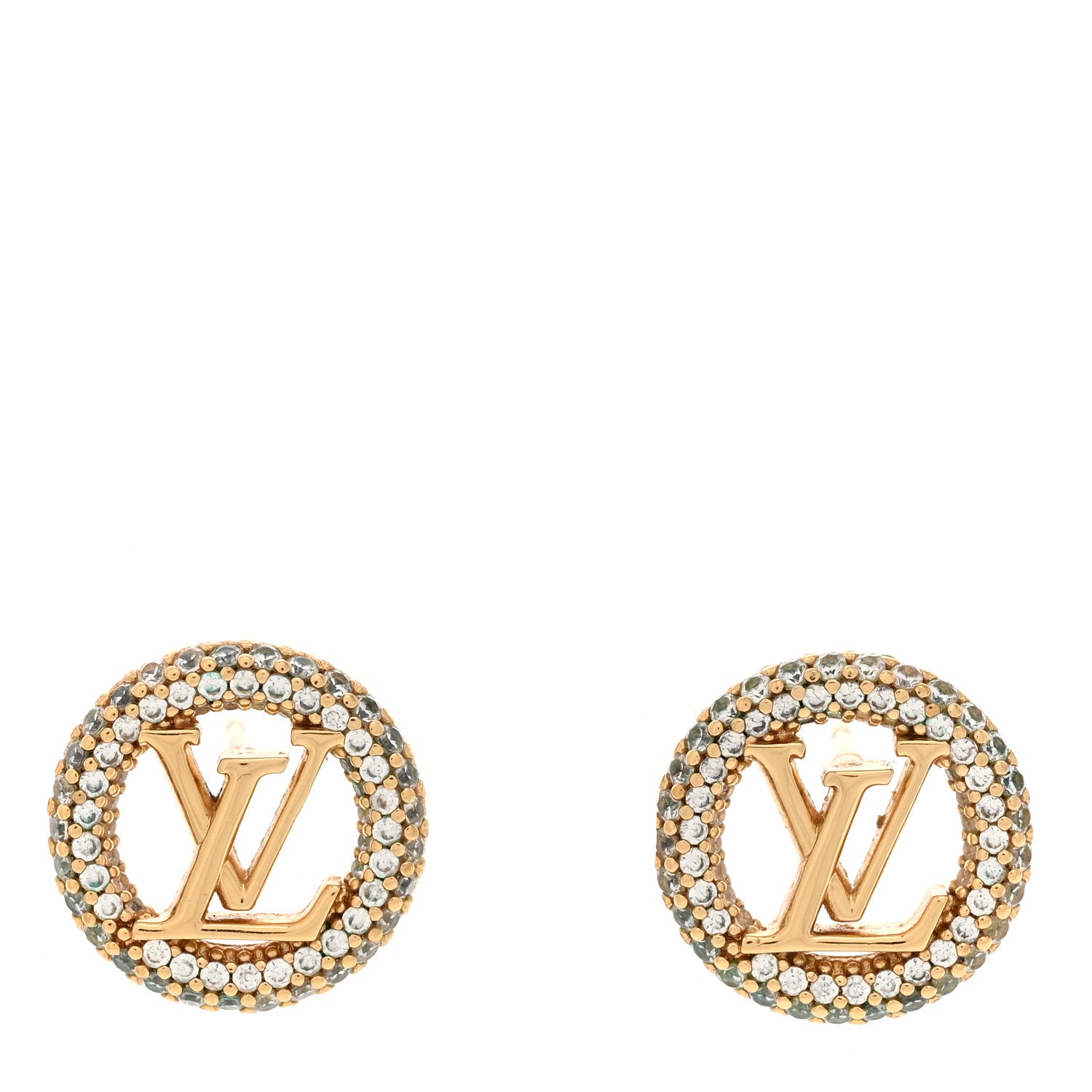 Louis Vuitton Metal Crystal Louise By Night Earrings Gold 1 of 5