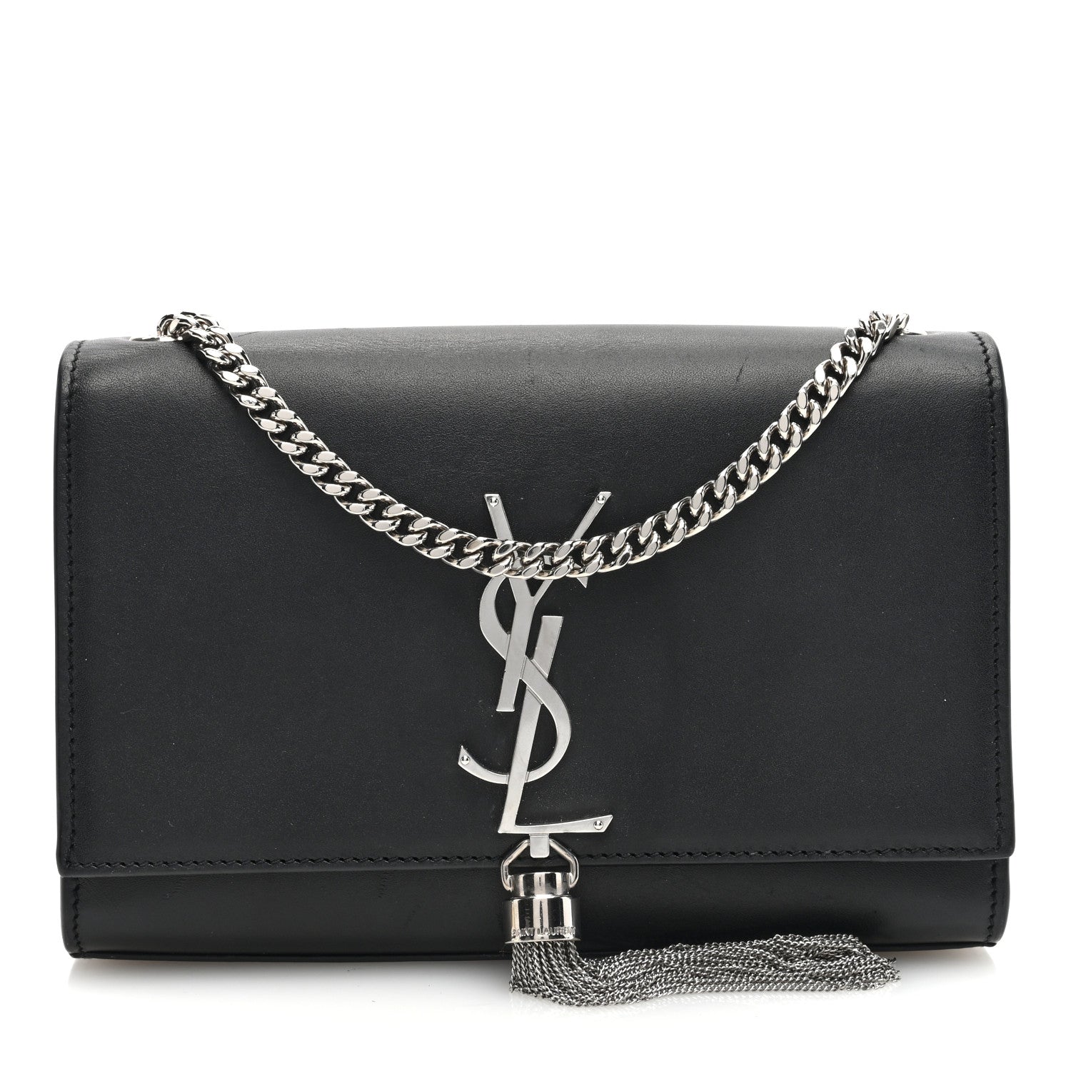 Saint Laurent Smooth Calfskin Small Classic Monogram Kate Tassel Satchel Black 1 of 9