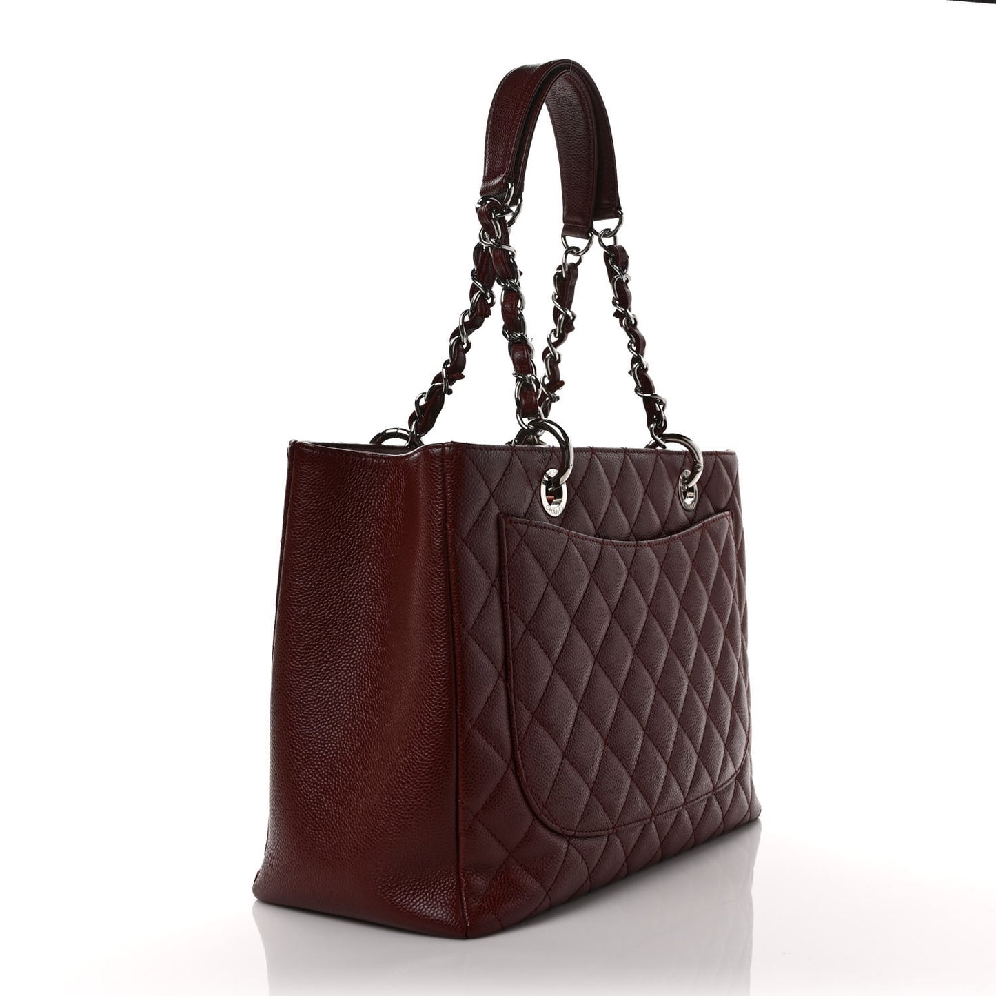 Caviar Quilted Grand Shopping Tote GST Dark Burgundy