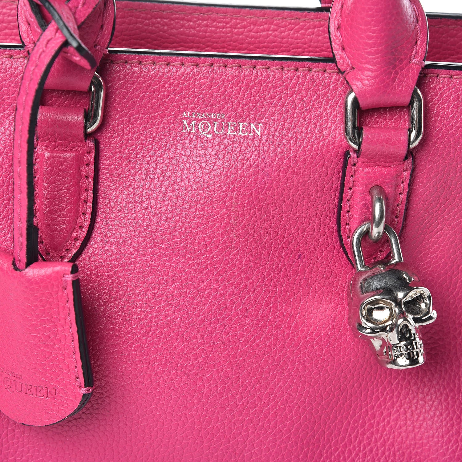 Alexander McQueen Grainy Calfskin Mini Padlock Zip Satchel Pink 23 of 23