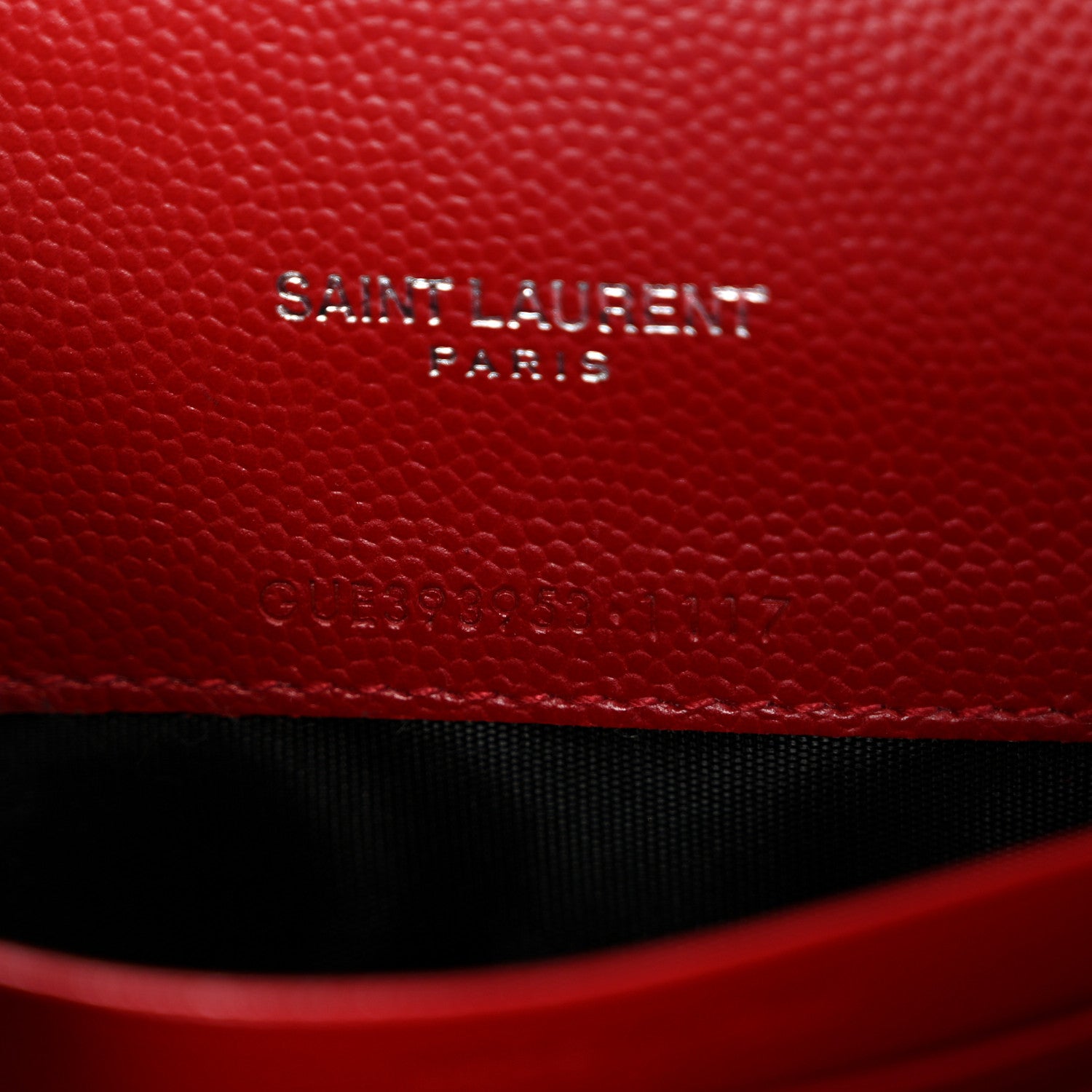 Saint Laurent Grain De Poudre Matelasse Chevron Monogram Envelope Chain Wallet  New Red 7 of 10