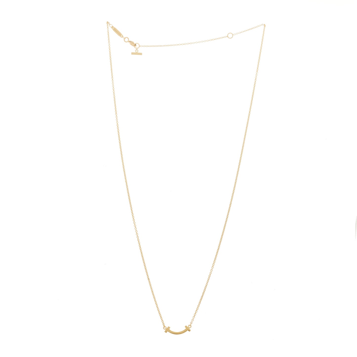 18K Yellow Gold Mini T Smile Pendant Necklace