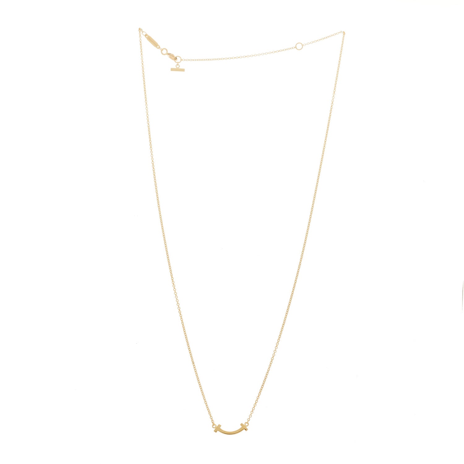 Tiffany 18K Yellow Gold Mini T Smile Pendant Necklace 2 of 4