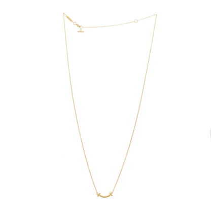 Tiffany 18K Yellow Gold Mini T Smile Pendant Necklace 2 of 4