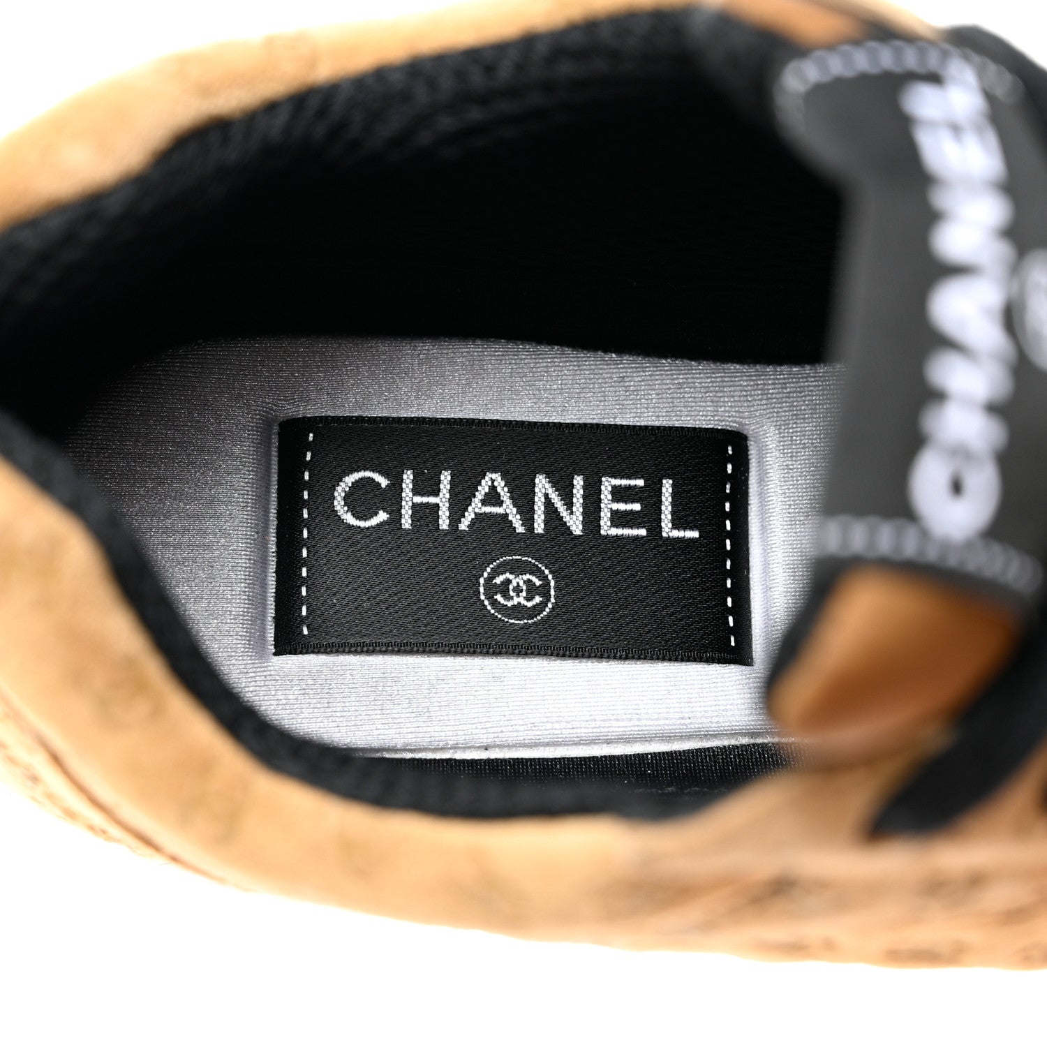 Chanel Nylon Suede Calfskin Printed CC Sneakers 37 Beige 7 of 9