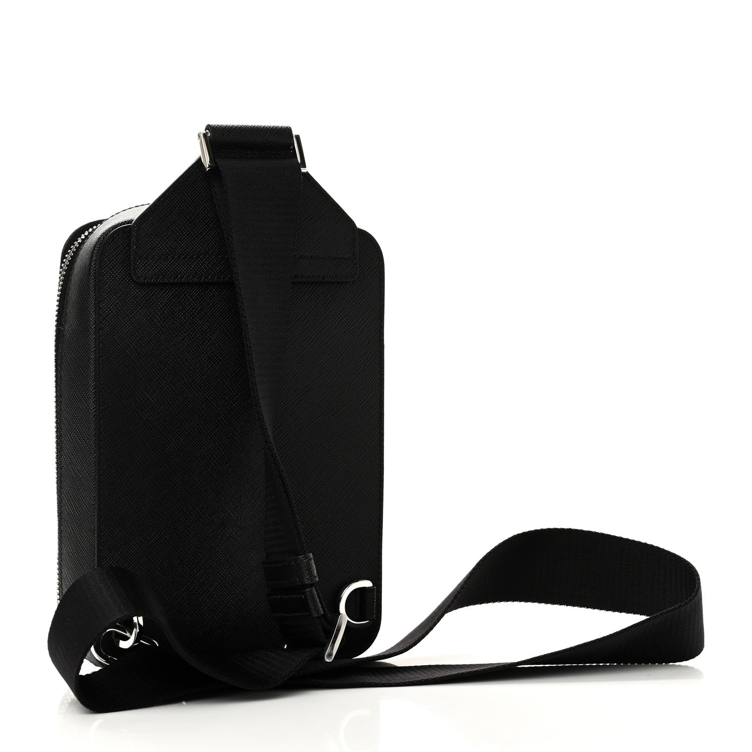 Prada Saffiano Travel Brique Crossbody Messenger Bag Black 3 of 9