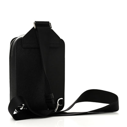 Prada Saffiano Travel Brique Crossbody Messenger Bag Black 3 of 9