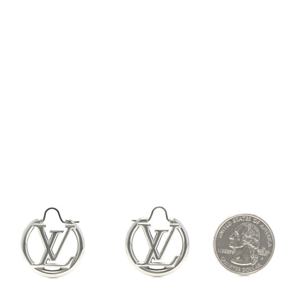 Louis Vuitton Palladium Small Louise Hoop Earrings Silver 2 of 5