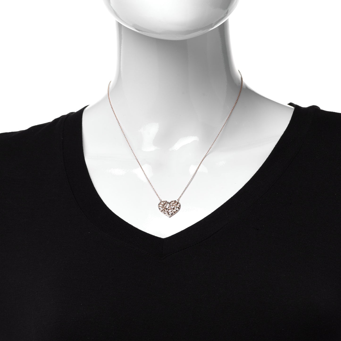 18K Rose Gold Paloma Picasso Olive Leaf Heart Pendant Necklace