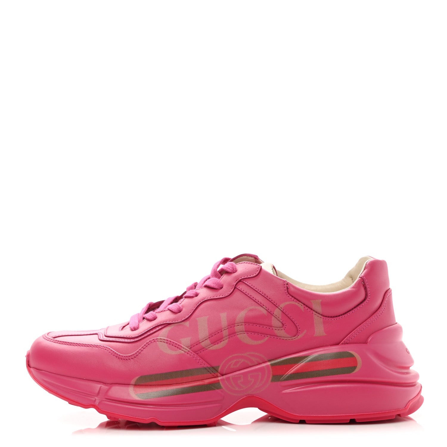 Gucci Calfskin Logo Mens Rhyton Sneakers 9 Box Pink 1 of 11