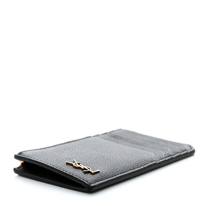 Saint Laurent Grained Calfskin Monogram 5 Fragments Zip Pouch Card Holder Black 4 of 8