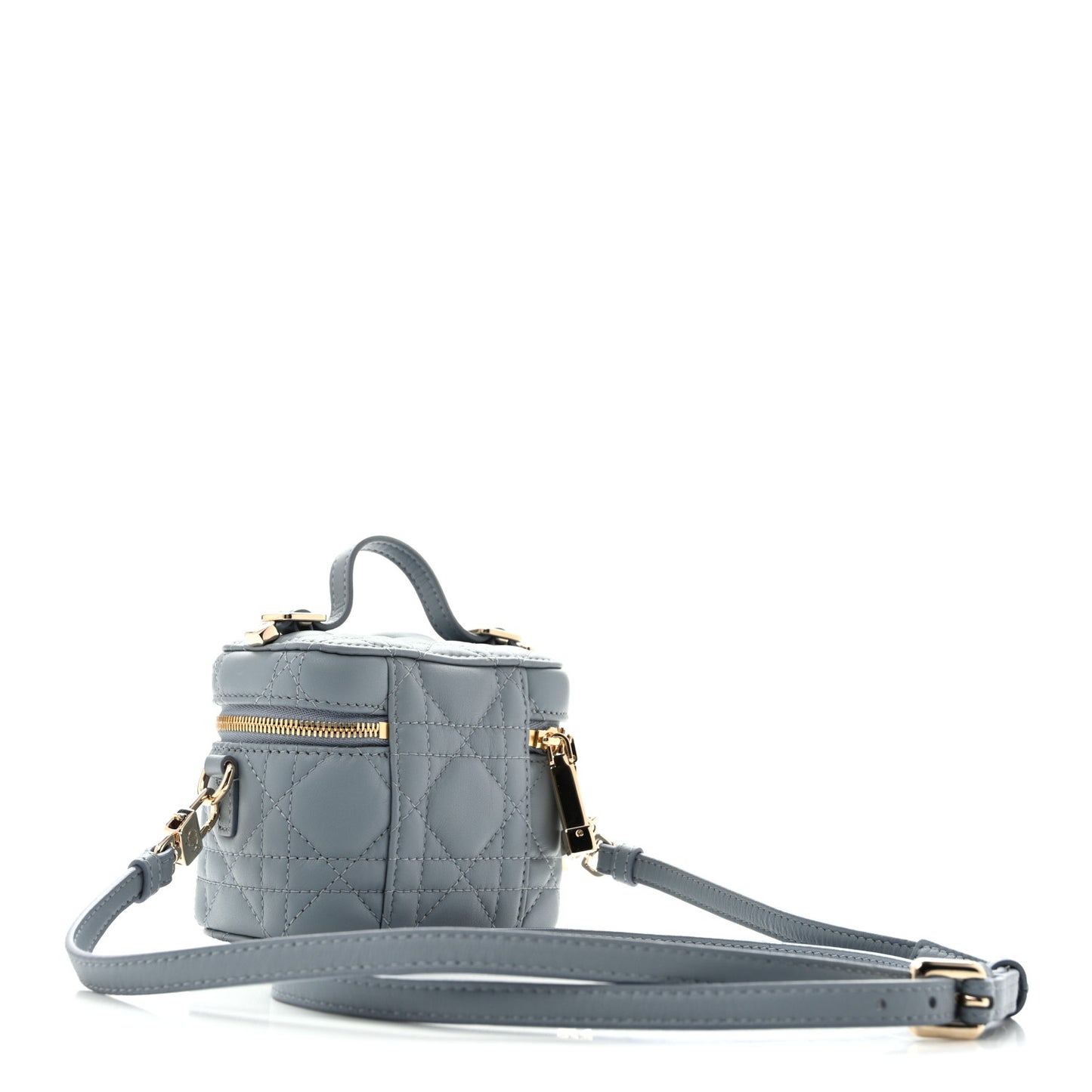 Lambskin Cannage Micro Lady Dior Vanity Case Cloud Blue