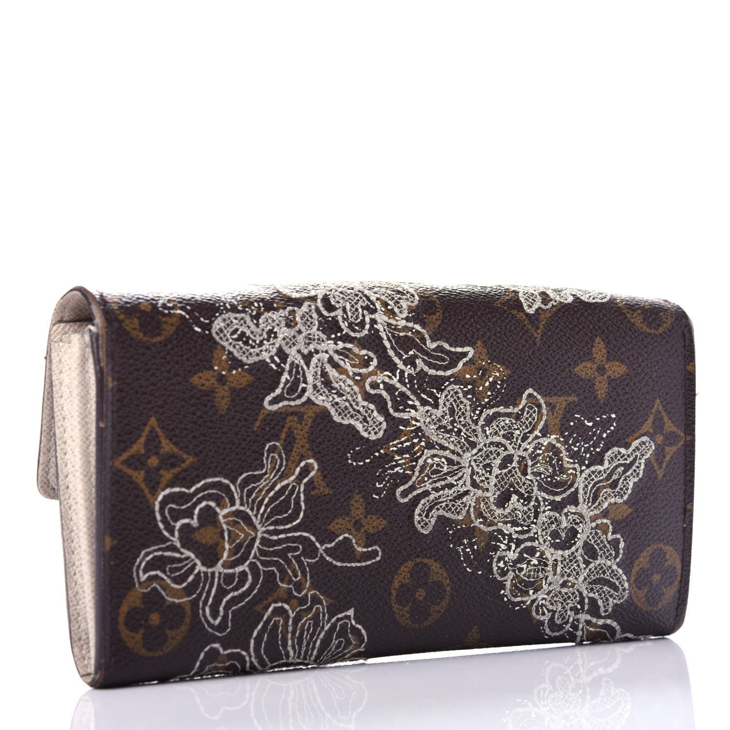 Louis Vuitton Monogram Dentelle Sarah Wallet Silver 3 of 11
