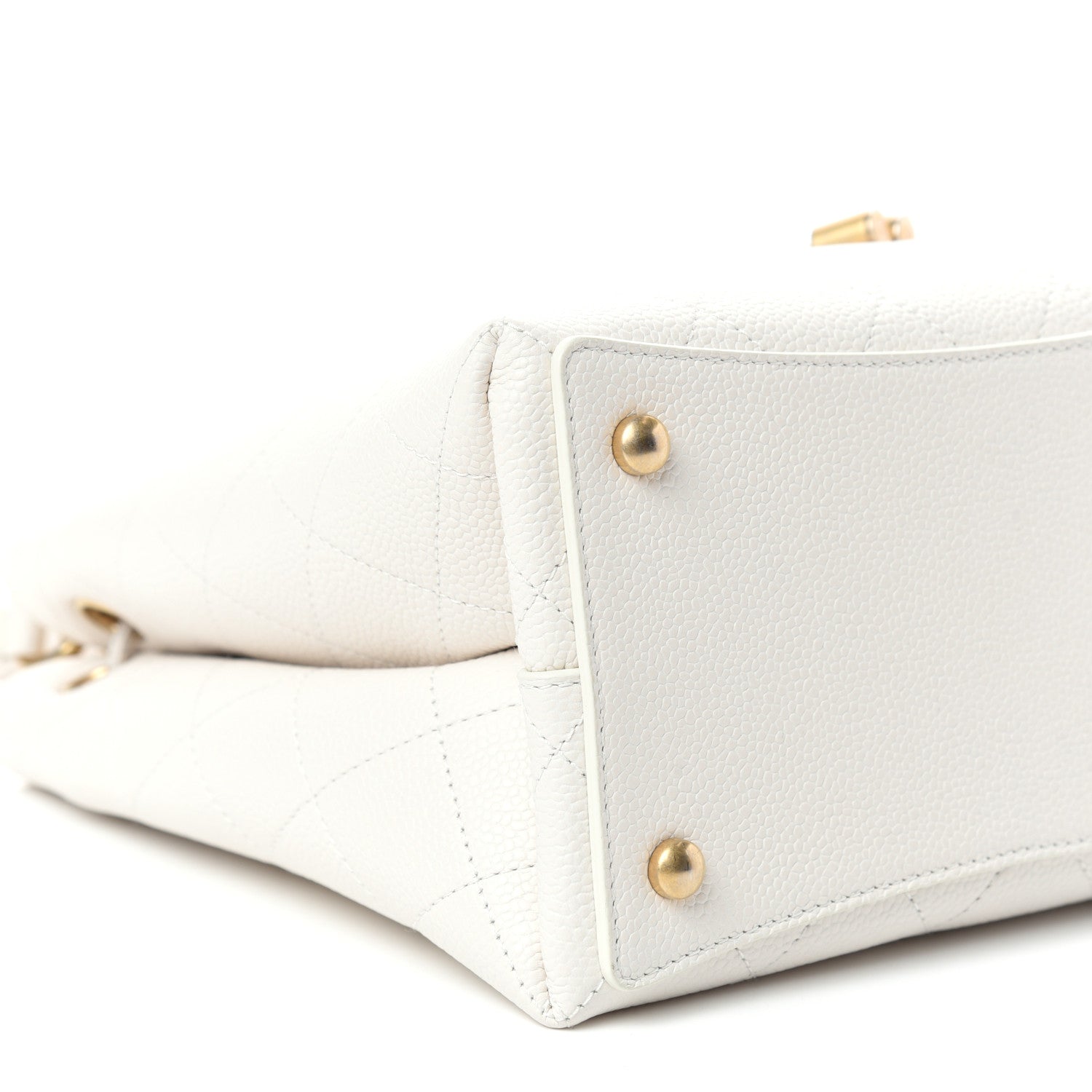 Chanel Grained Calfskin Stitched Small Drawstring Bag White 8 of 10