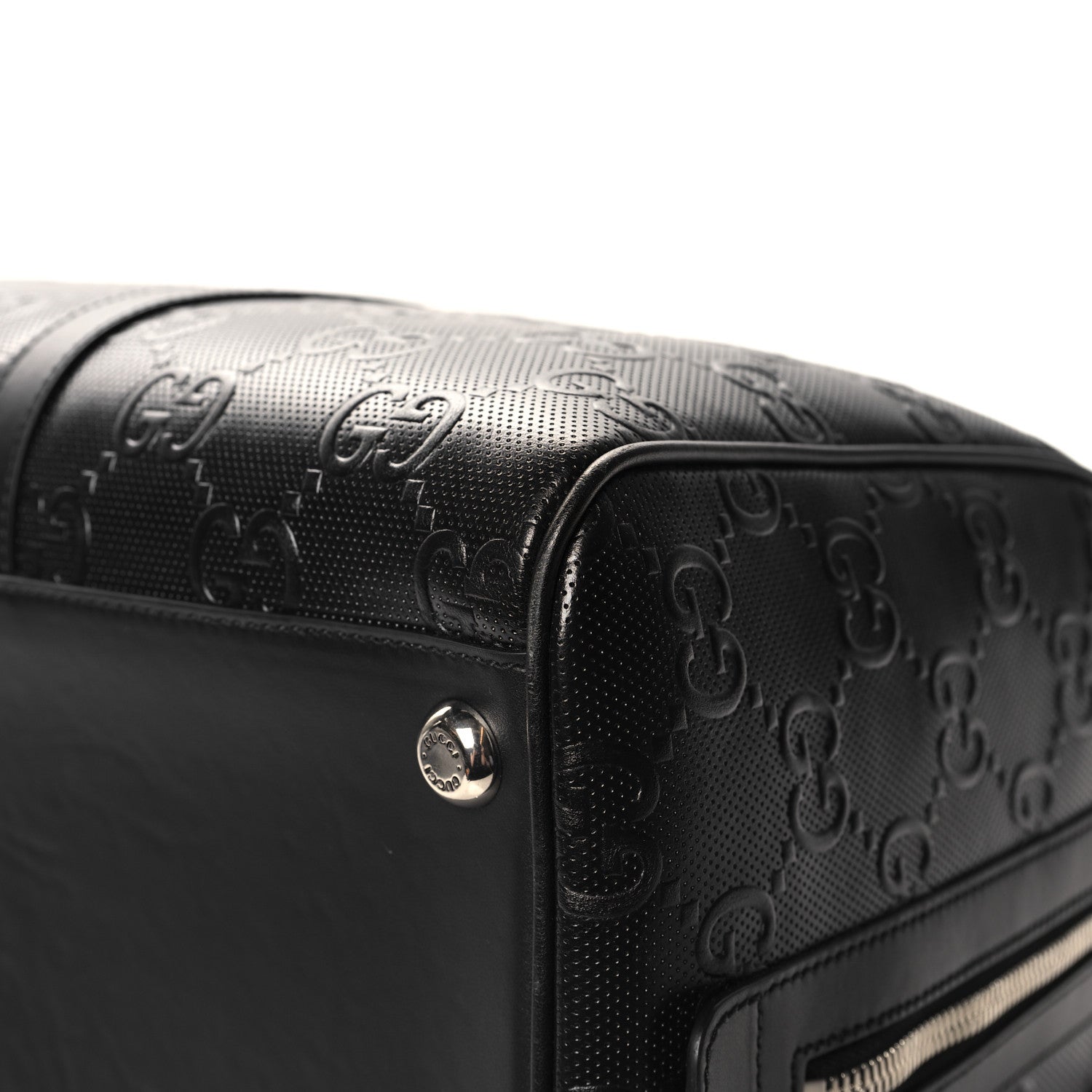 Gucci Calfskin GG Tennis Embossed Duffle Bag Black 11 of 11