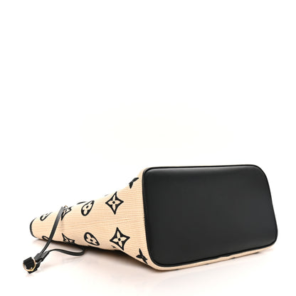 Louis Vuitton Cotton Monogram Embroidered Neverfull MM Beige Black 4 of 9