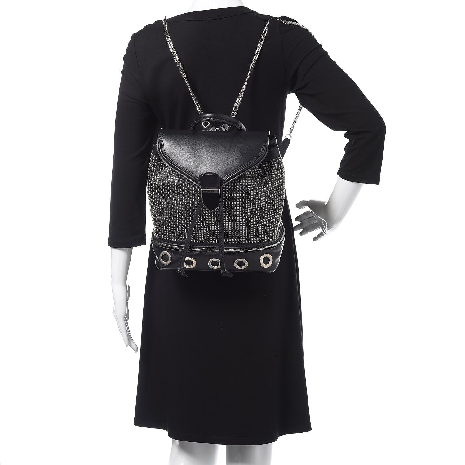 Alexander McQueen Calfskin Grommet Backpack Black 2 of 12