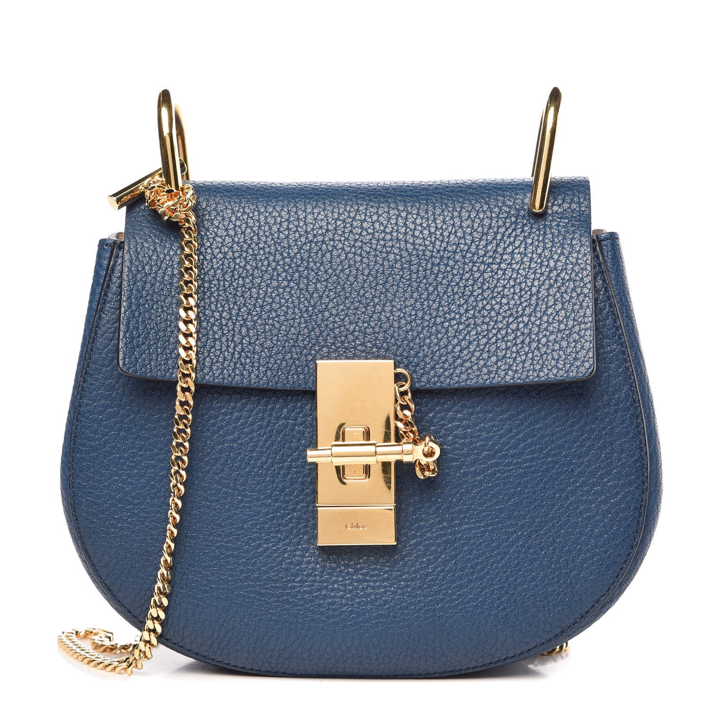 Grained Lambskin Mini Drew Shoulder Bag Royal Navy