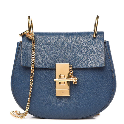 Chloe Grained Lambskin Mini Drew Shoulder Bag Royal Navy 1 of 9