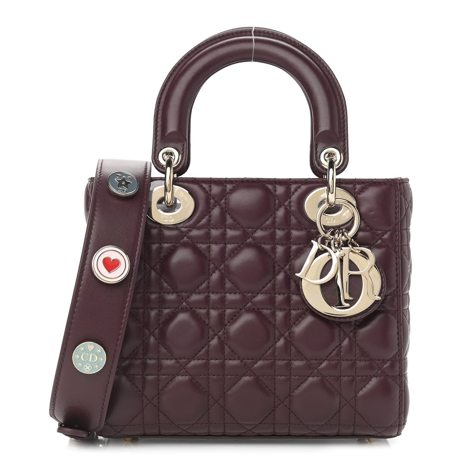 Christian Dior Lambskin Cannage Small Lucky Badges My Lady Dior Burgundy 1 of 10