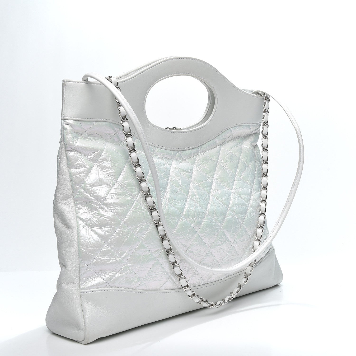 Chanel Crumpled Calfskin Quilted Large 31 Shopping Bag White 2 of 9