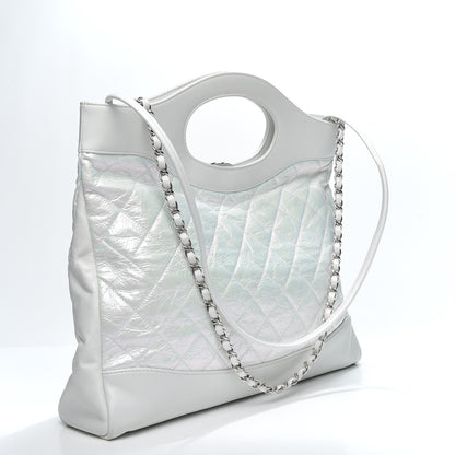 Chanel Crumpled Calfskin Quilted Large 31 Shopping Bag White 2 of 9