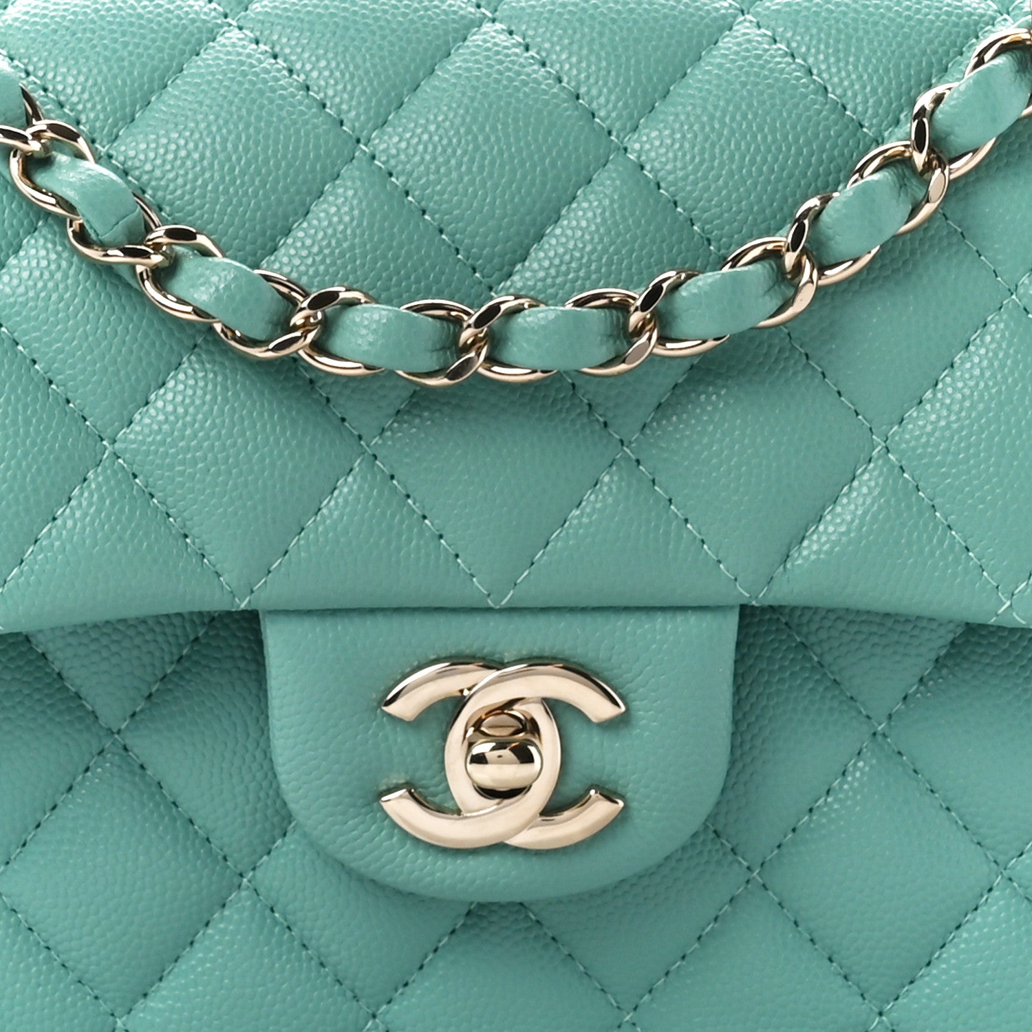 Chanel Caviar Quilted Small Double Flap Light Green 9 of 12